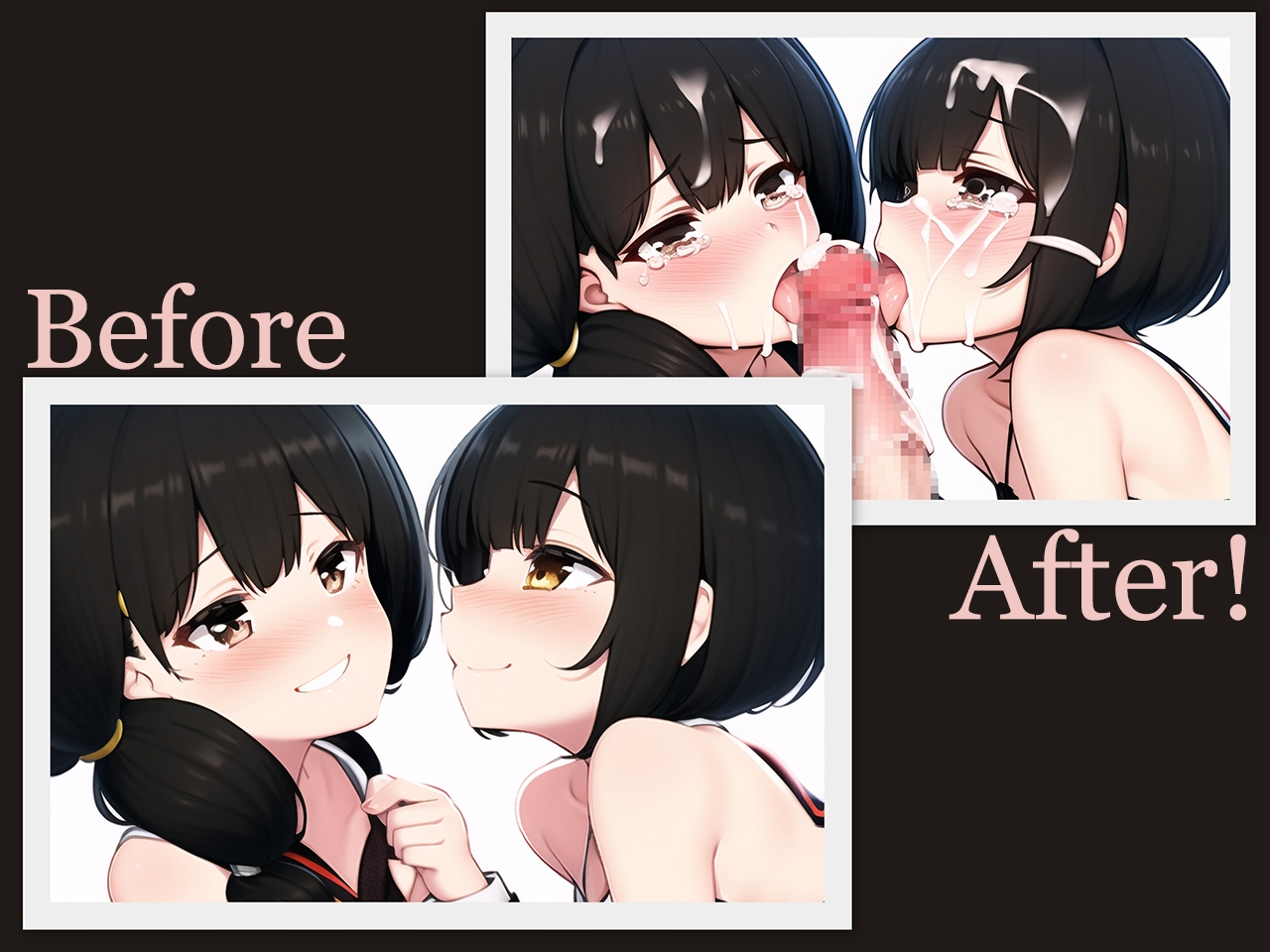 強制2人フェラBefore & After