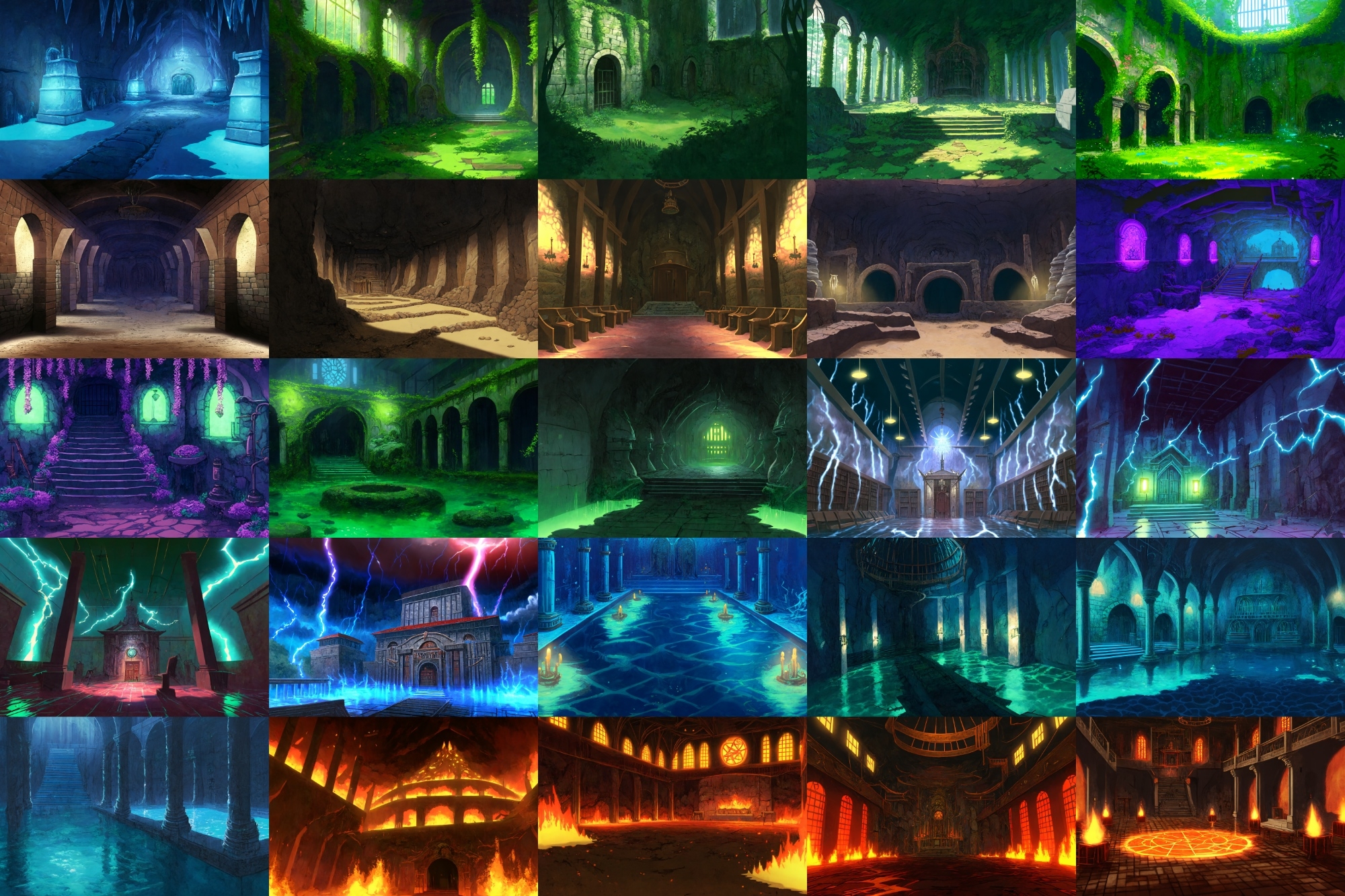 【アニメ映画風のダンジョン背景】著作権フリーの高解像度画像(100枚)