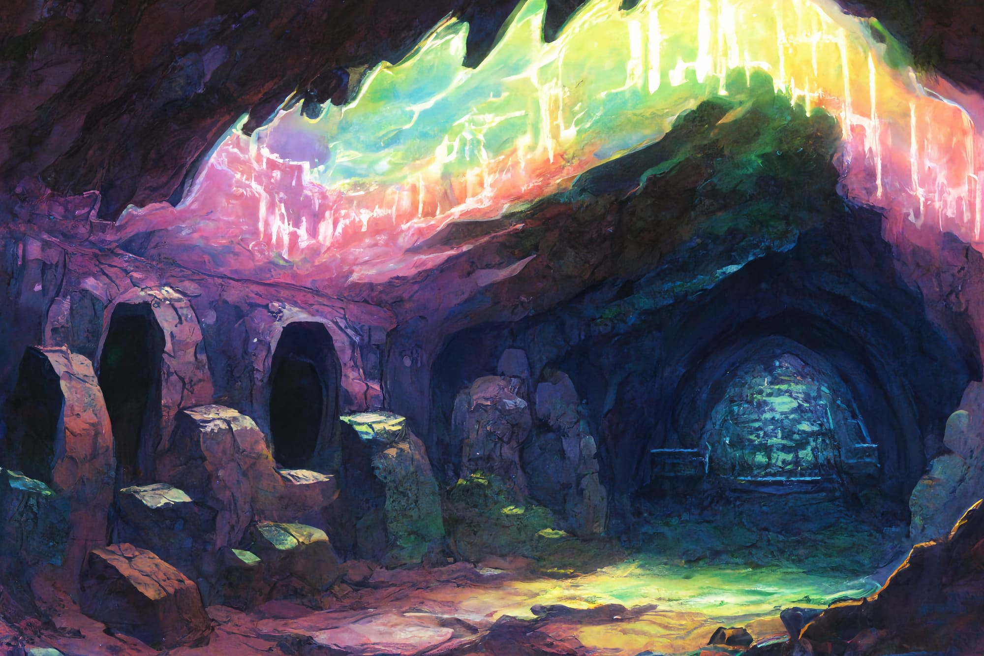 【アニメ映画風のダンジョン背景】著作権フリーの高解像度画像(100枚)