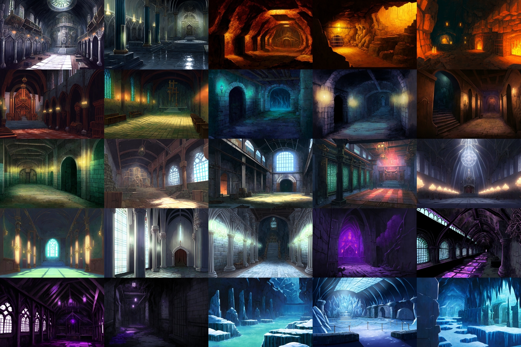 【アニメ映画風のダンジョン背景】著作権フリーの高解像度画像(100枚)