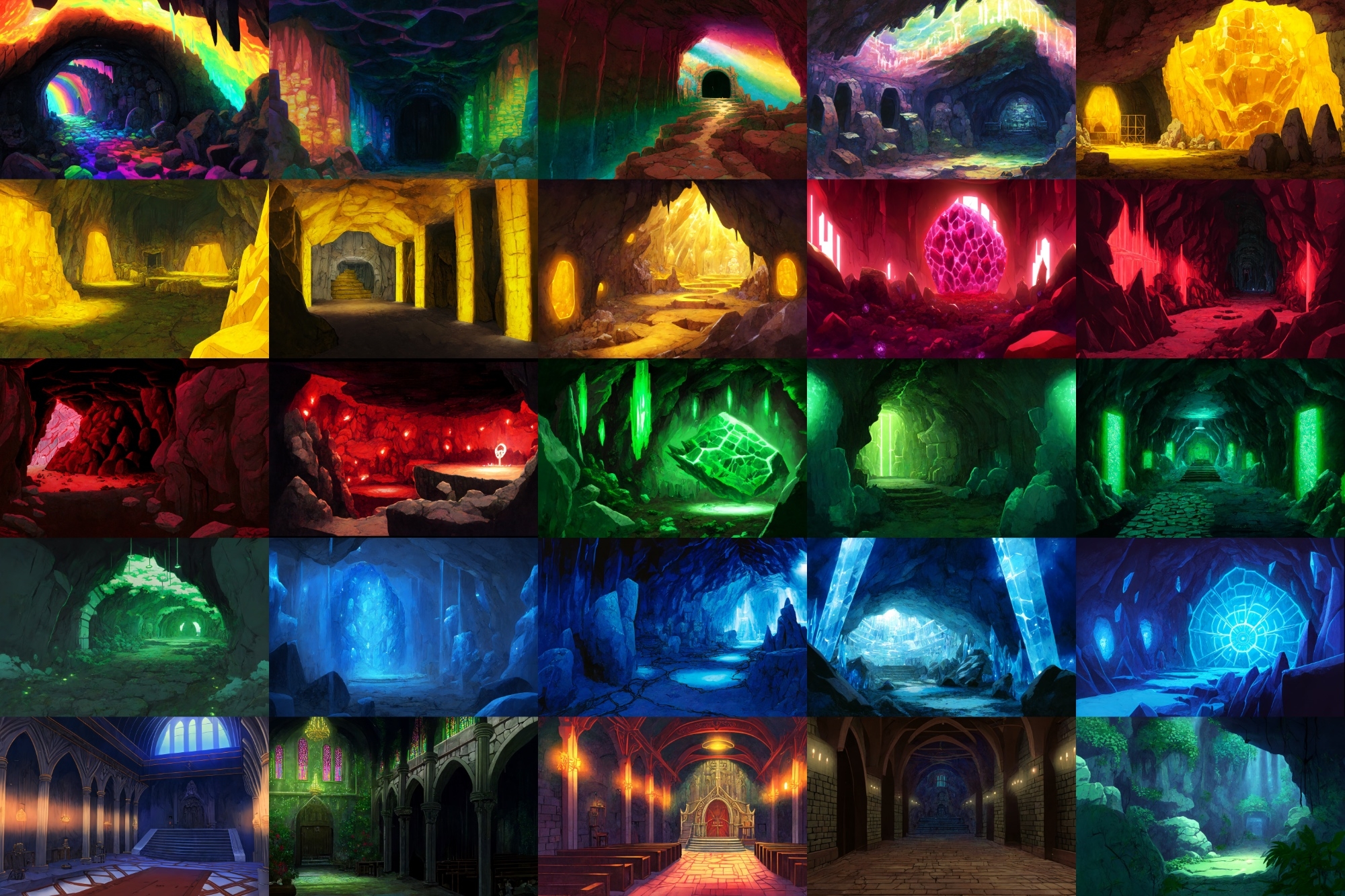 【アニメ映画風のダンジョン背景】著作権フリーの高解像度画像(100枚)