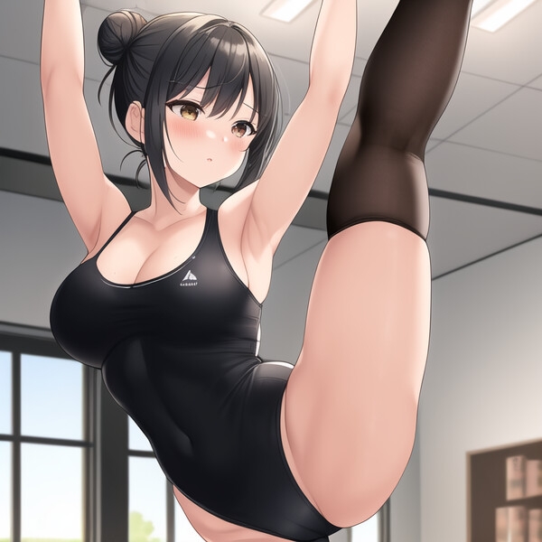 体操部のお団子ヘア少女に付き添いエッチ