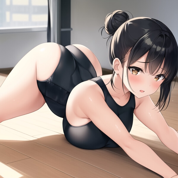 体操部のお団子ヘア少女に付き添いエッチ