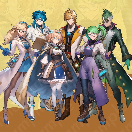 【立ち絵素材】ファンタジー系E・研究者・発明家・錬金術師_男女6人セット・全身表情10種+α