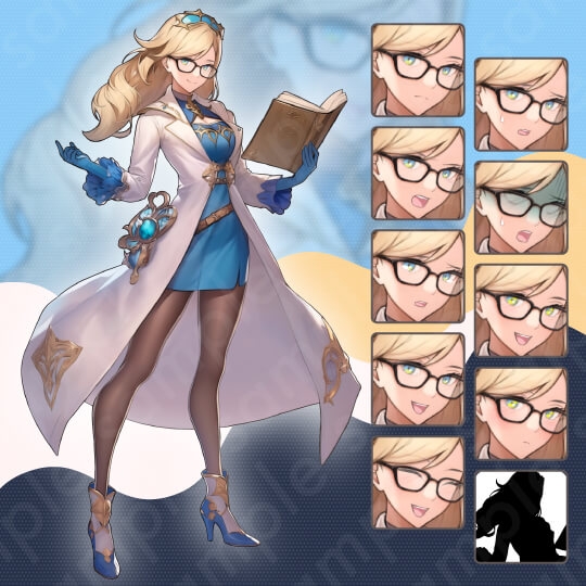 【立ち絵素材】ファンタジー系E・研究者・発明家・錬金術師_男女6人セット・全身表情10種+α