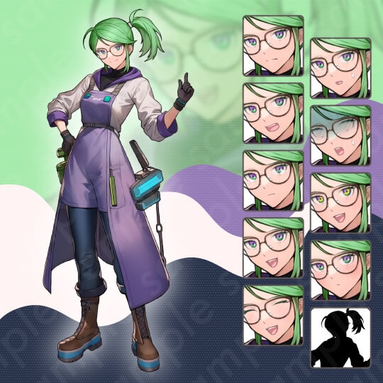 【立ち絵素材】ファンタジー系E・研究者・発明家・錬金術師_男女6人セット・全身表情10種+α