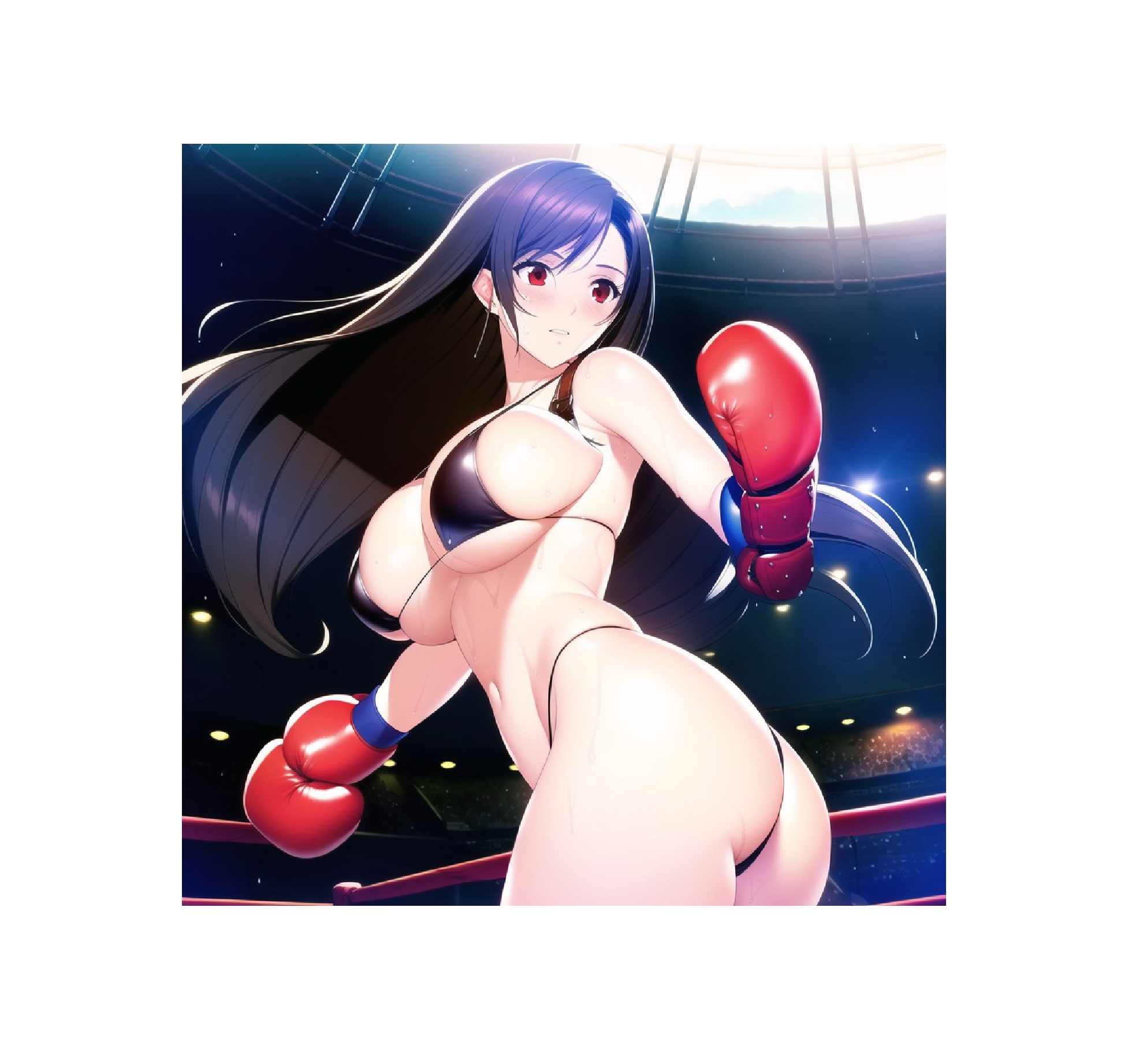 ティファさんのボクシング マイクロビキニ トップレス