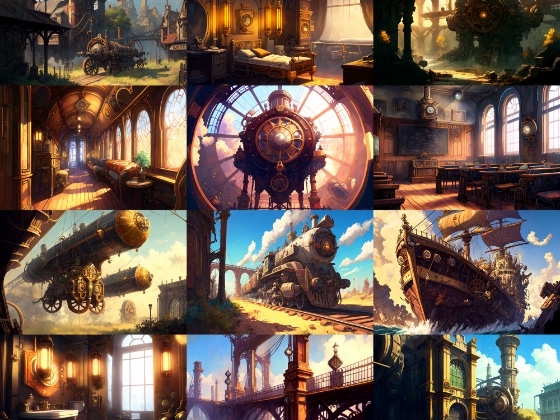 【美麗幻想的スチームパンク背景】著作権フリーの高解像度画像(100枚)