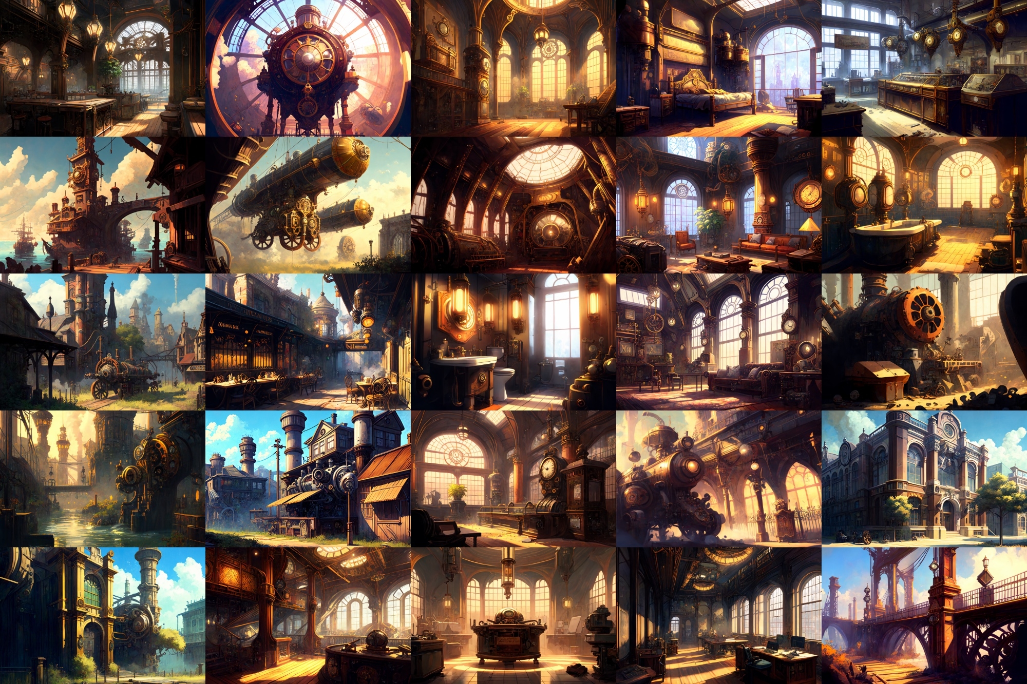 【美麗幻想的スチームパンク背景】著作権フリーの高解像度画像(100枚)