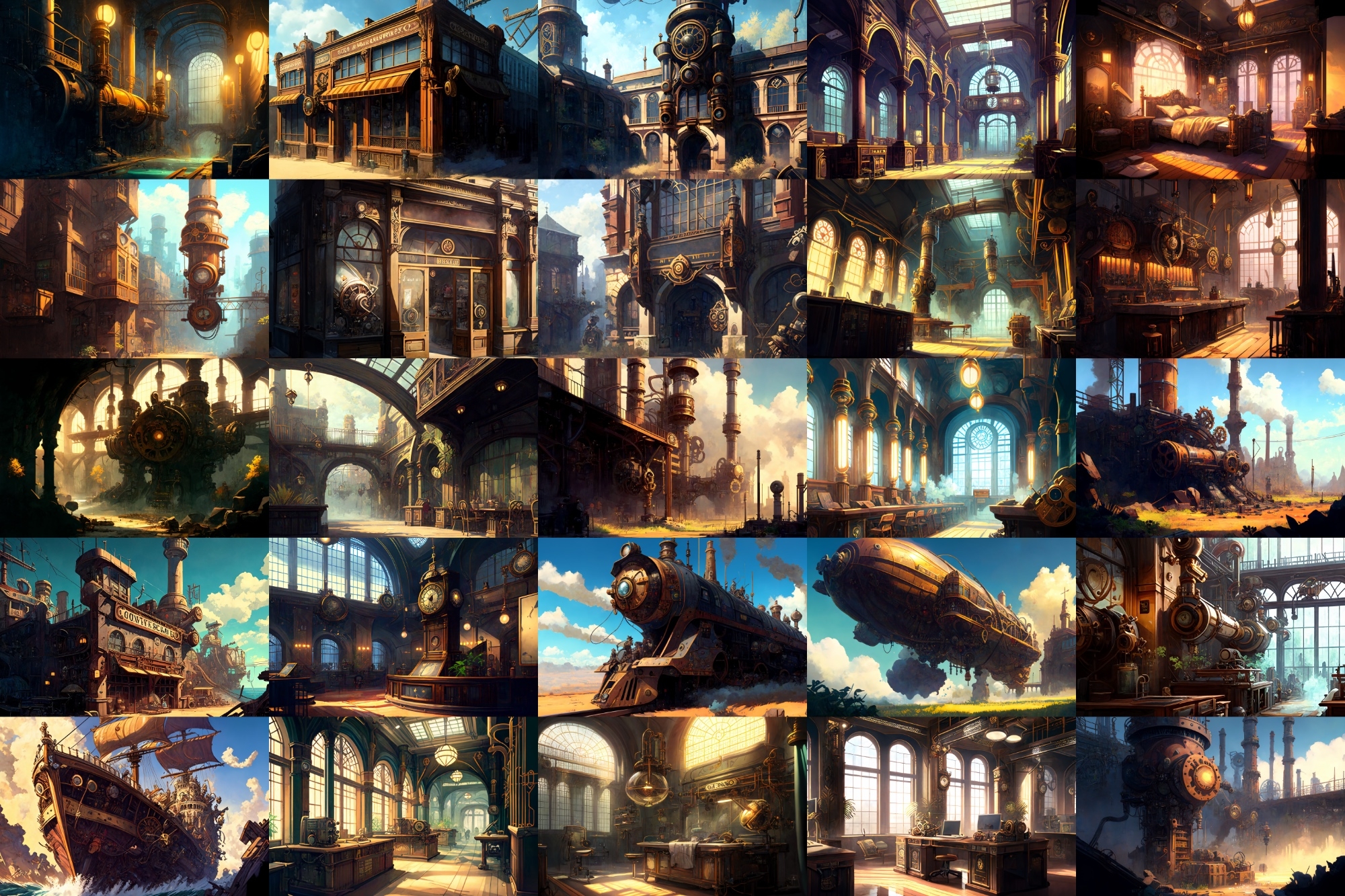 【美麗幻想的スチームパンク背景】著作権フリーの高解像度画像(100枚)