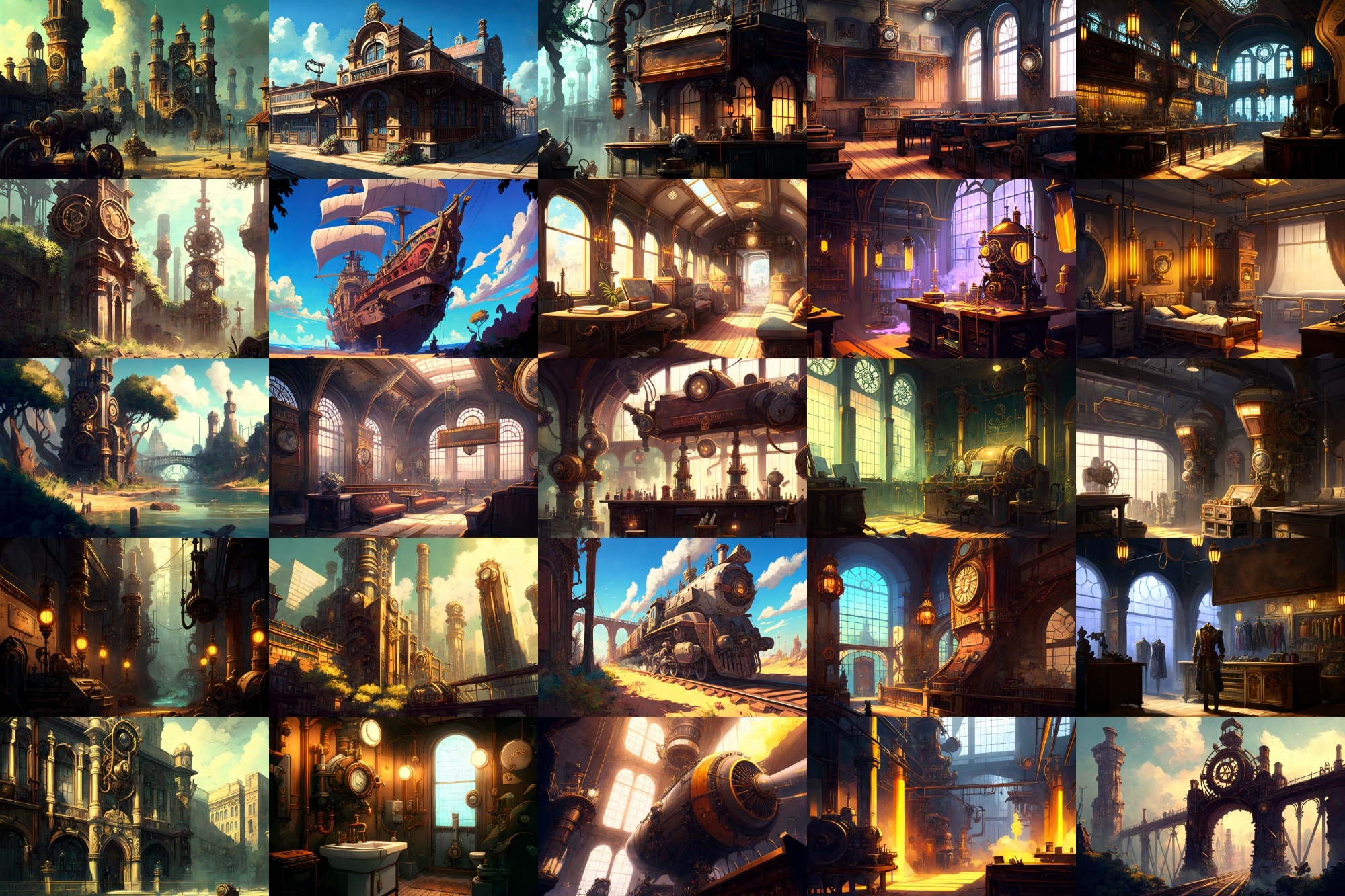 【美麗幻想的スチームパンク背景】著作権フリーの高解像度画像(100枚)