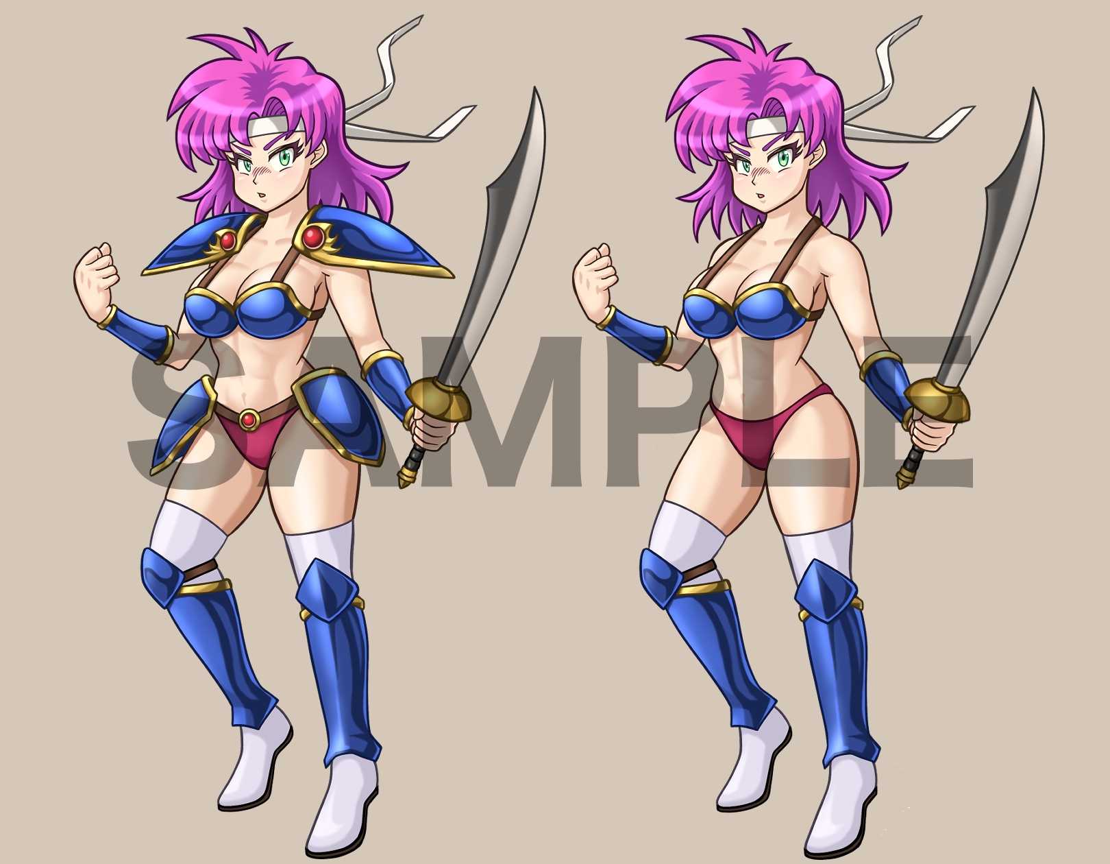 立ち絵素材、ビキニアーマーの女戦士、C17