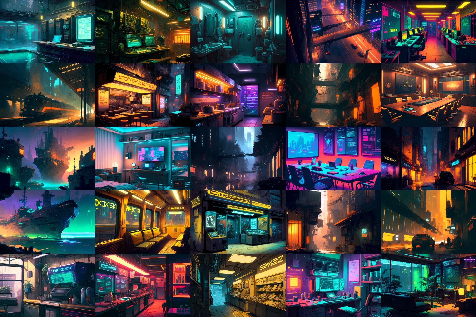 【美麗幻想的サイバーパンク背景】著作権フリーの高解像度画像(100枚)