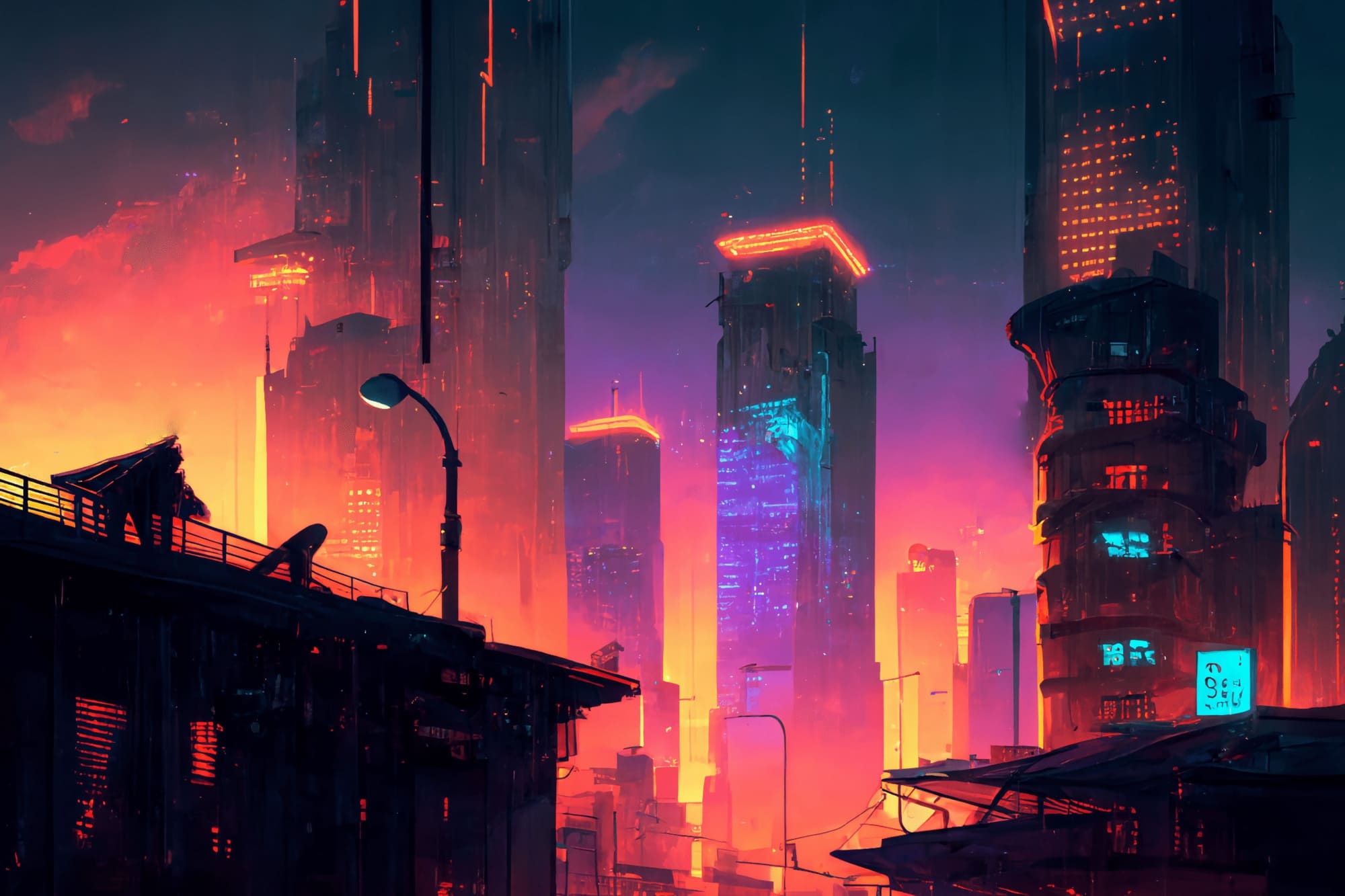 【美麗幻想的サイバーパンク背景】著作権フリーの高解像度画像(100枚)