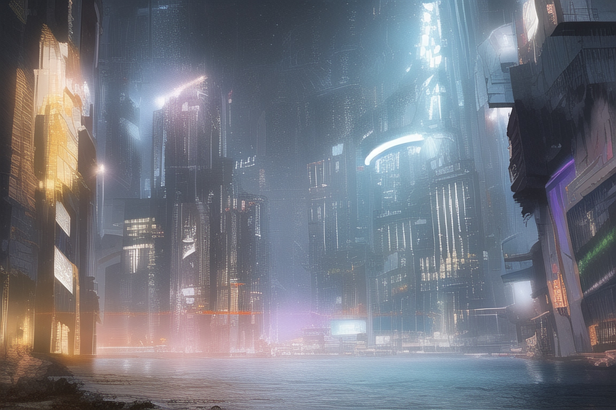 サイバーパンク風 風景画素材集