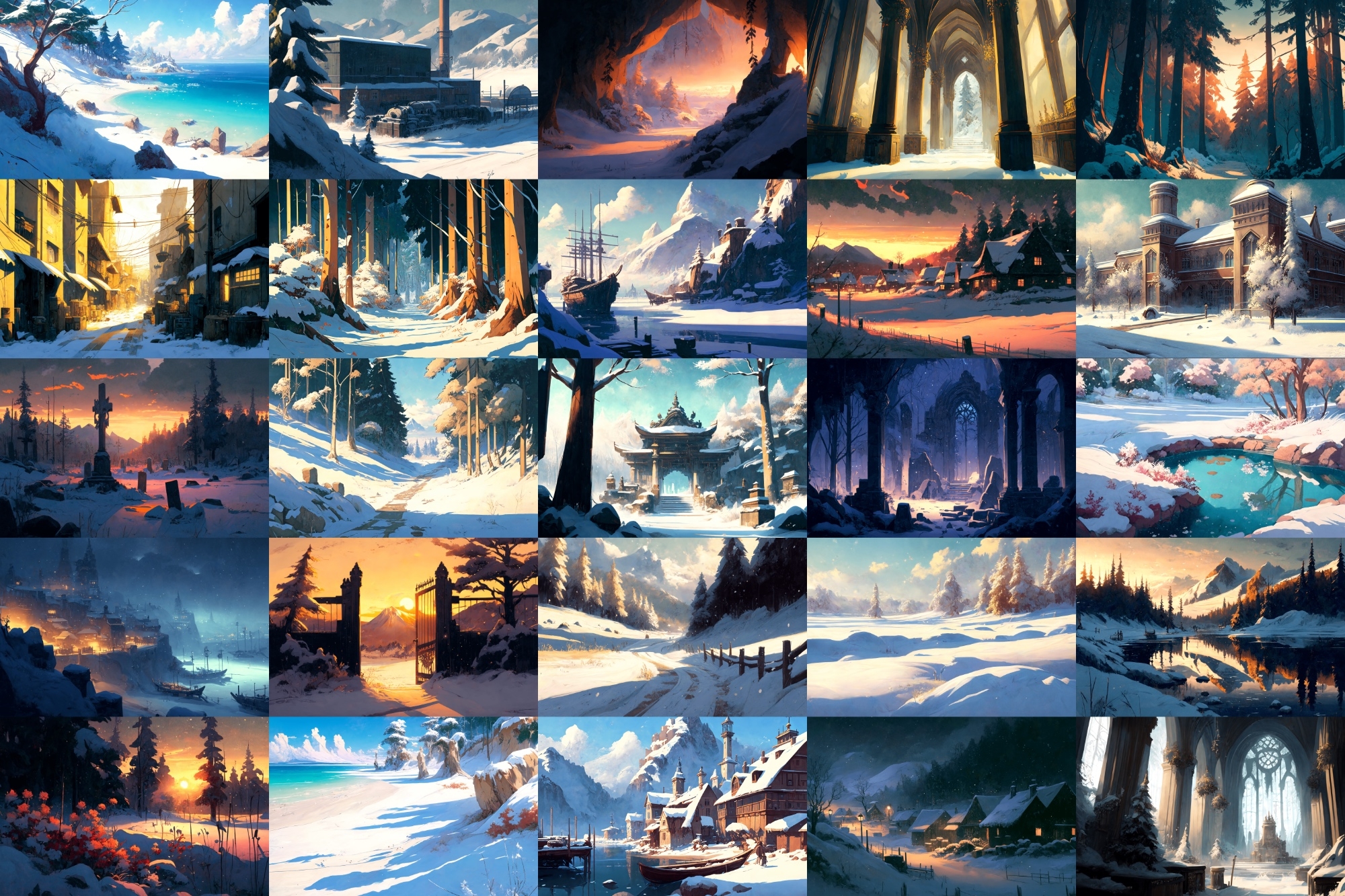 【美麗で幻想的な雪国系の背景】著作権フリーの高解像度画像(100枚)