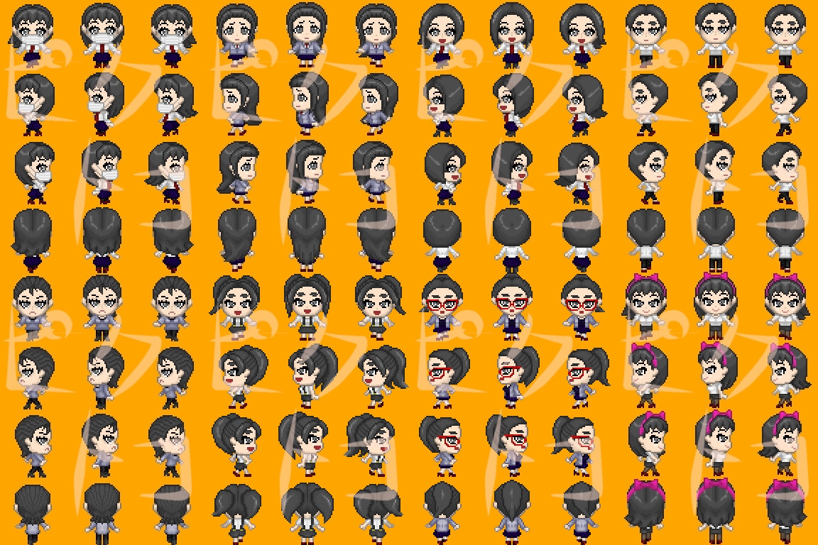 組み合わせ歩行グラフィック素材「ピクトコ」:女性・基本セット