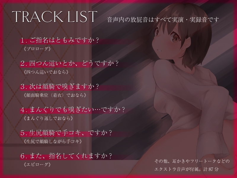 放屁デリヘル指名ナンバーワン嬢がおなら責めプレイを実演する音声