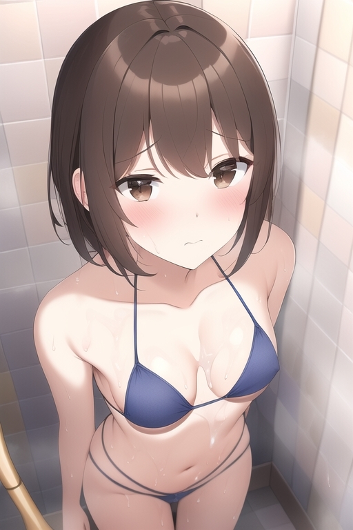 アイドル級茶髪美女、えちえち着衣シャワー編