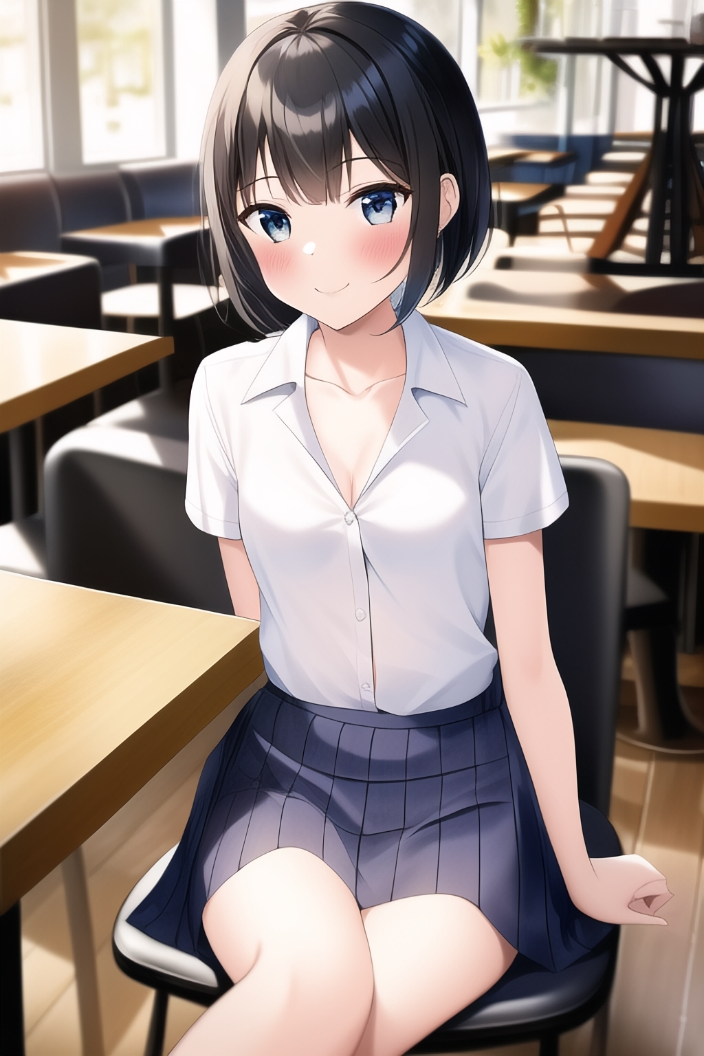 カフェで見かけた胸元が緩いJKたち