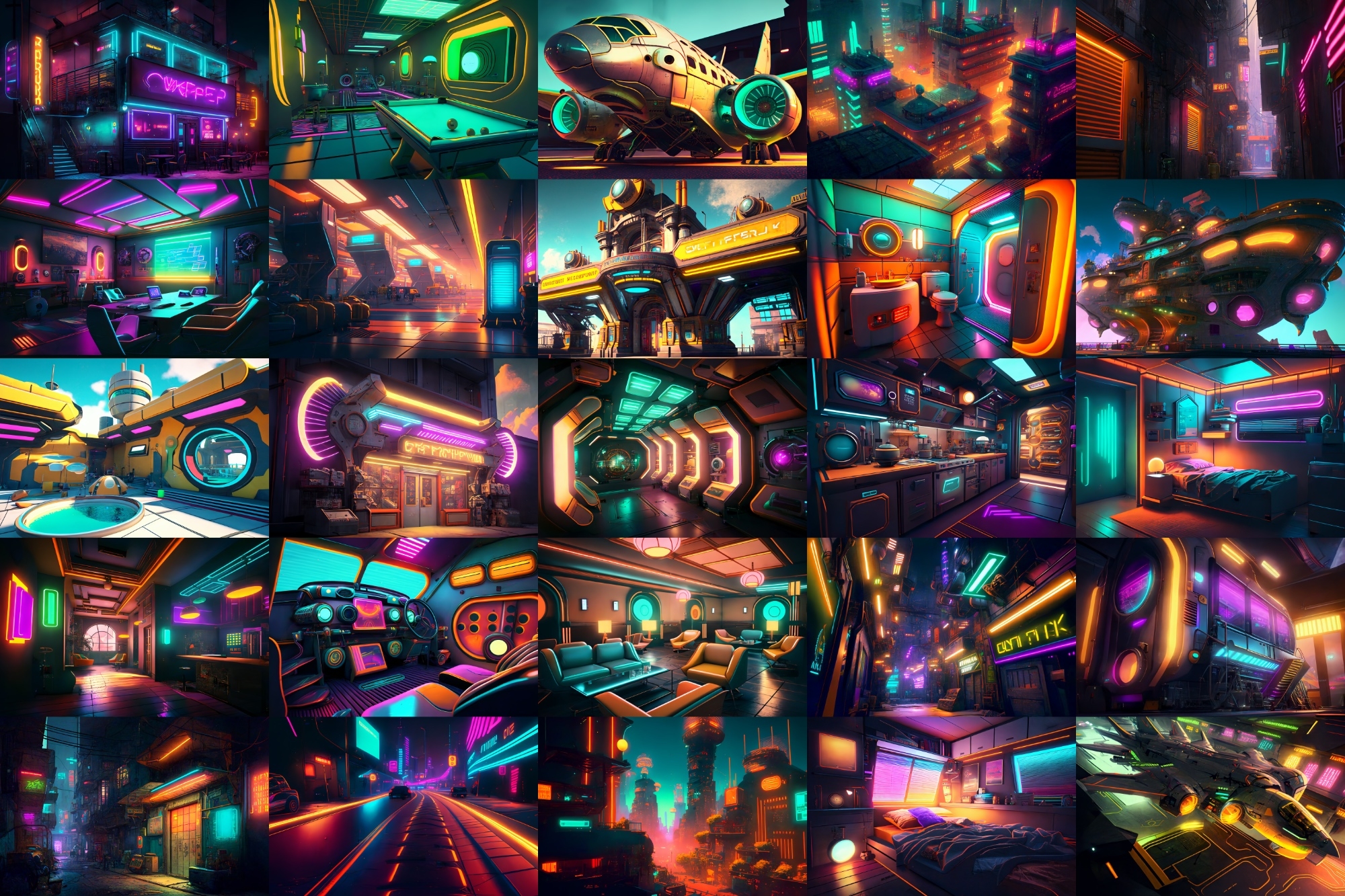 【超リアルなサイバーパンク背景】著作権フリーの高解像度画像(100枚)