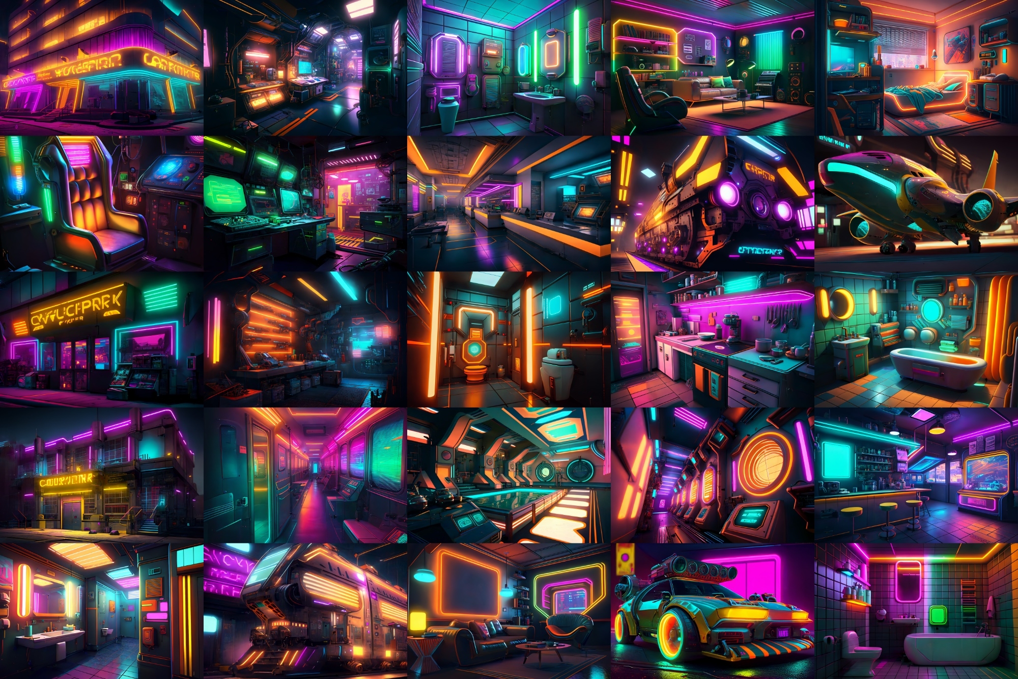 【超リアルなサイバーパンク背景】著作権フリーの高解像度画像(100枚)