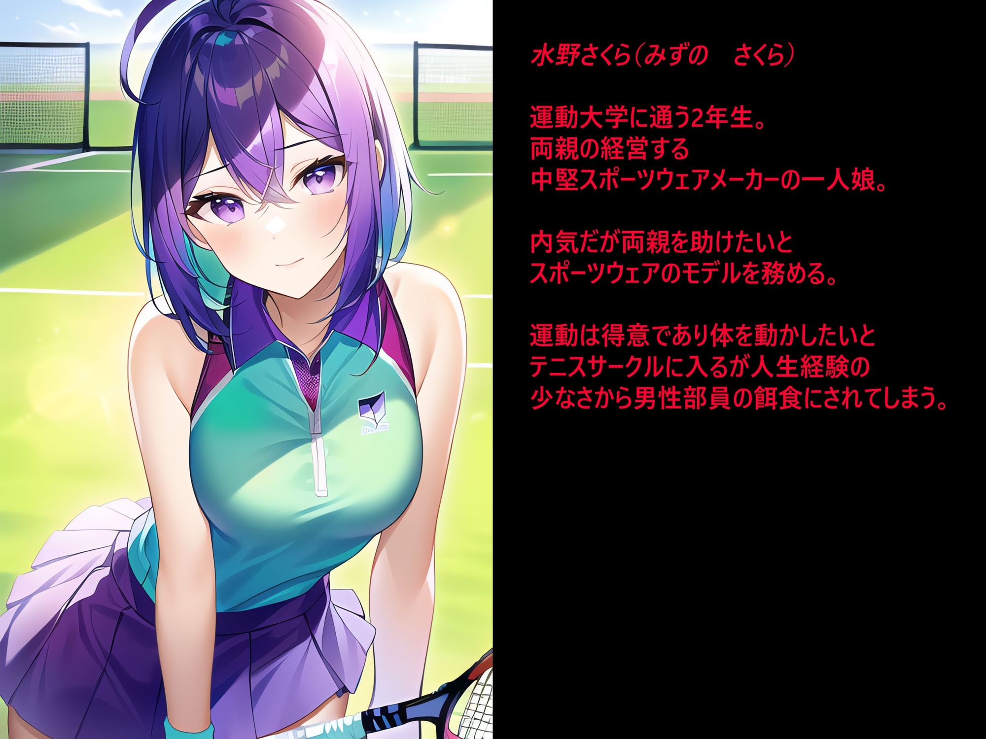 スポーツウェアメーカーの一人娘は広告塔なのにテニサー所属ヤリマンクソビッチ