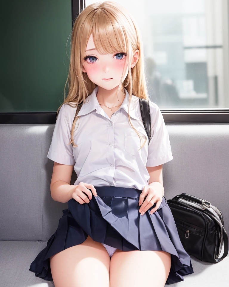 女子〇生が電車の中でパンツを見せつけるブームになった世界