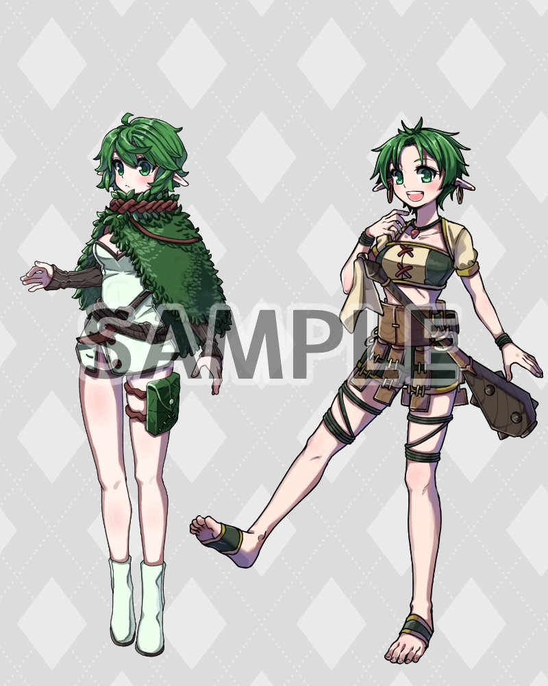 ファンタジーキャラクター 立ち絵素材 ウッドエルフ冒険者(女性)