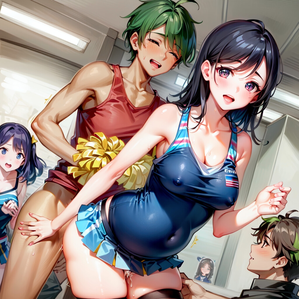 おチ〇ポ応援、ボテ腹部!!