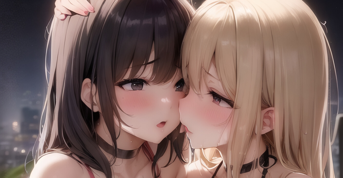プールで水着で百合いちゃいちゃ