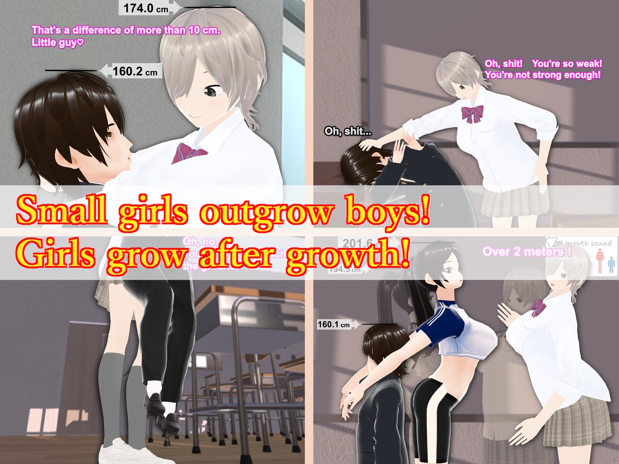 Outgrowing only girls, Overtake boys, Growth sound. Bullied girl Arc