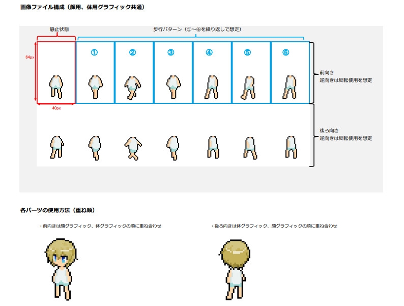 【ドット絵】クォータービュー向けキャラチップ