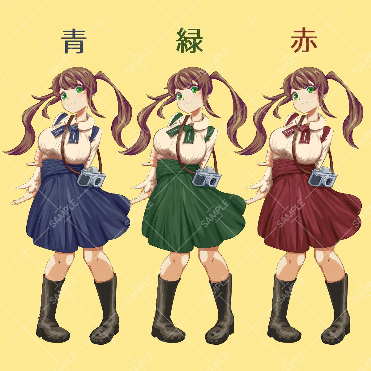 立ち絵素材_59(胸部デカめカメラ女子)3色セット