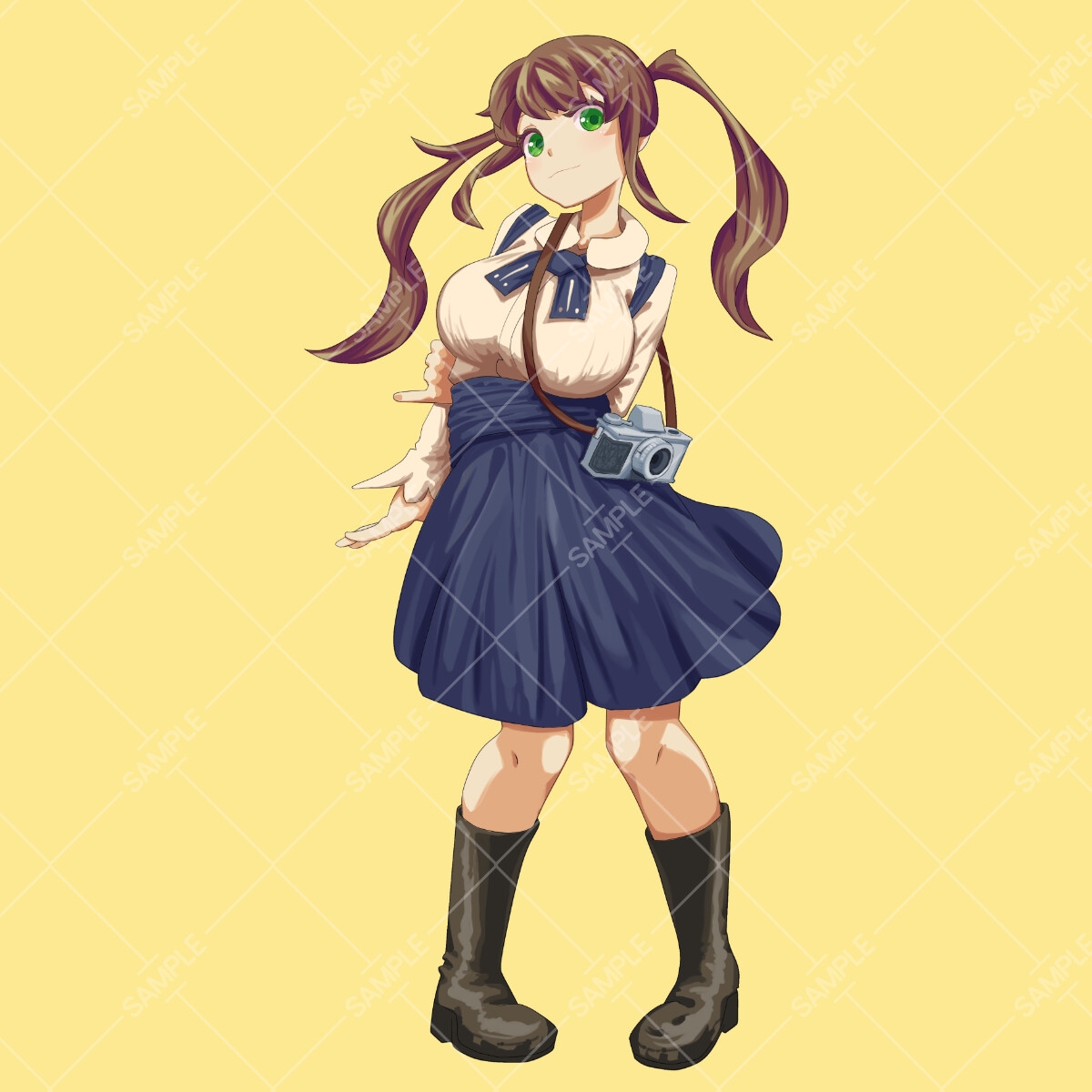 立ち絵素材_59(胸部デカめカメラ女子)3色セット