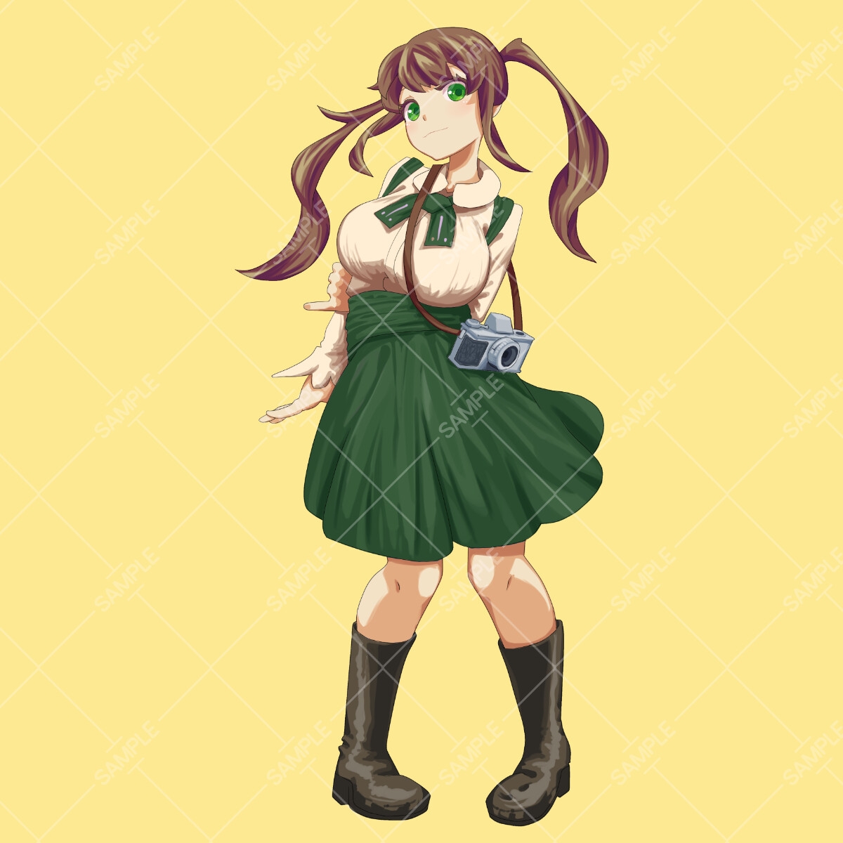 立ち絵素材_59(胸部デカめカメラ女子)3色セット