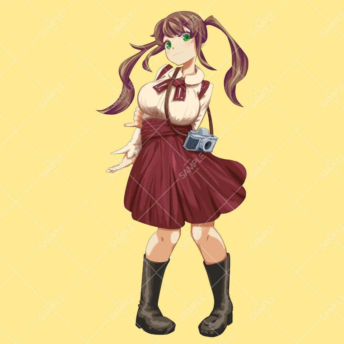 立ち絵素材_59(胸部デカめカメラ女子)3色セット