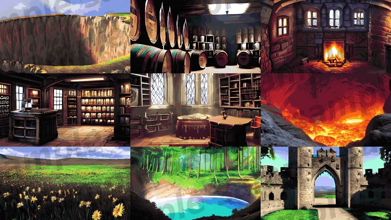 ドットイラストAI素材集「ファンタジー背景300 part2」