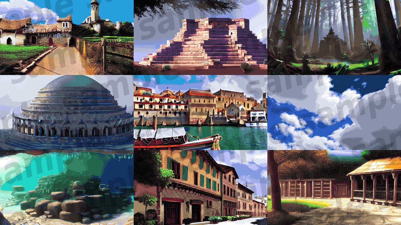 ドットイラストAI素材集「ファンタジー背景300 part2」