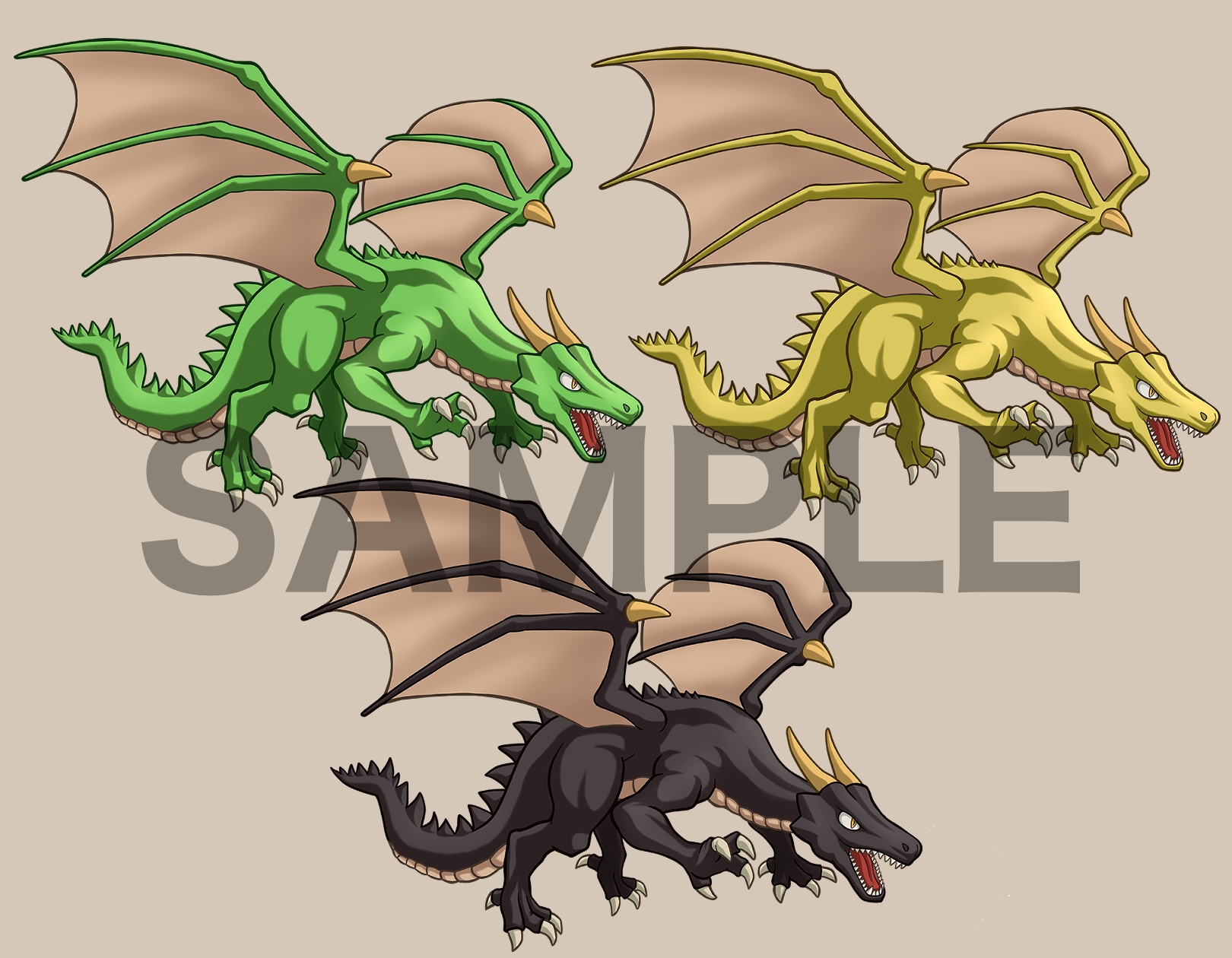 立ち絵素材、覚醒した竜族の女騎士と、ドラゴン、C15