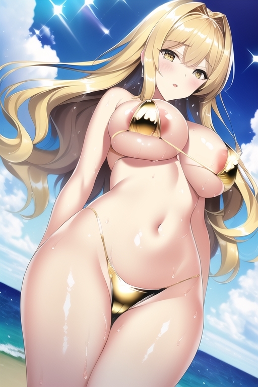 ゴールドマイクロビキニお姉さん