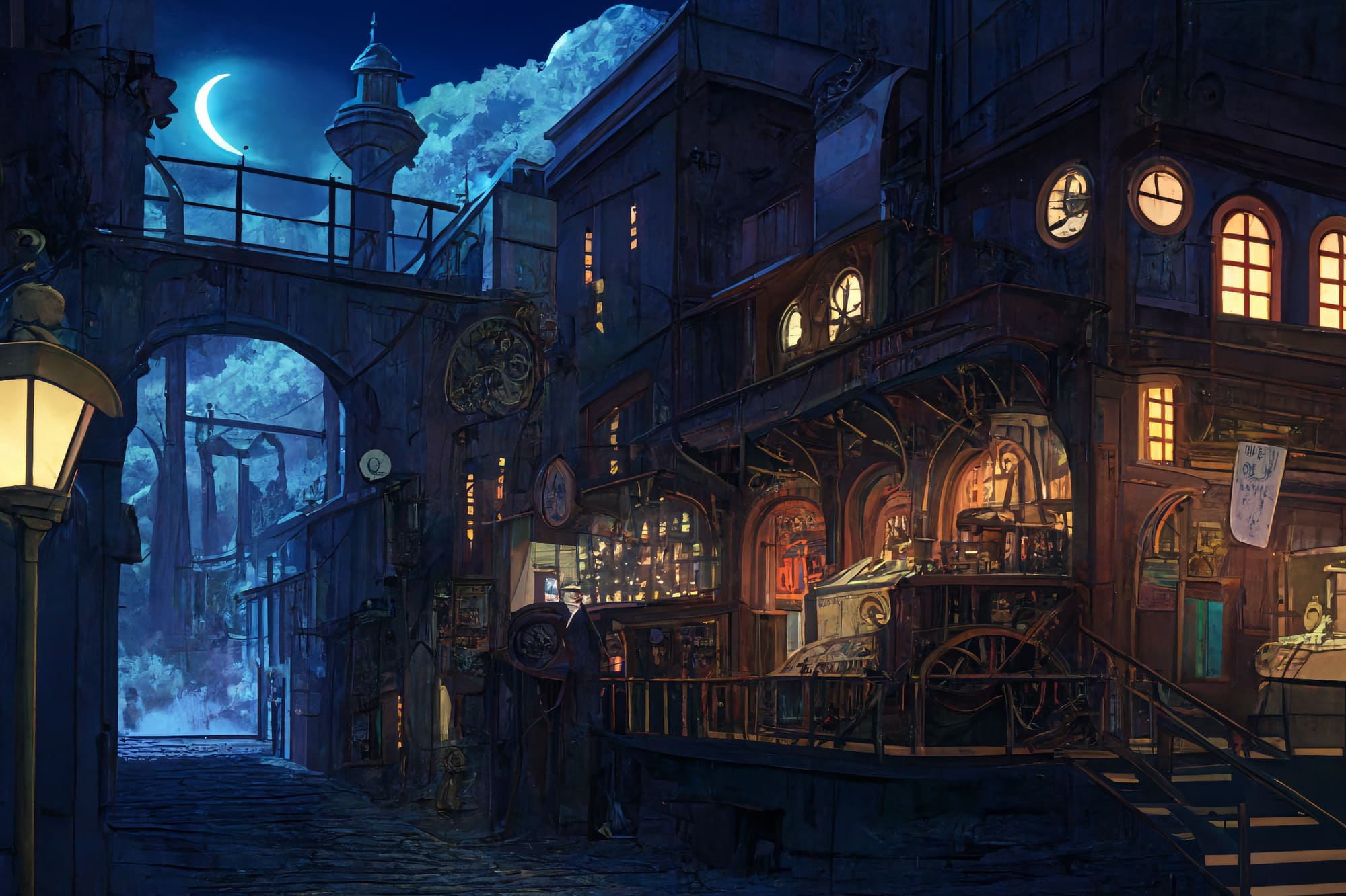 【アニメ映画スチームパンク背景】著作権フリーの高解像度画像(100枚)