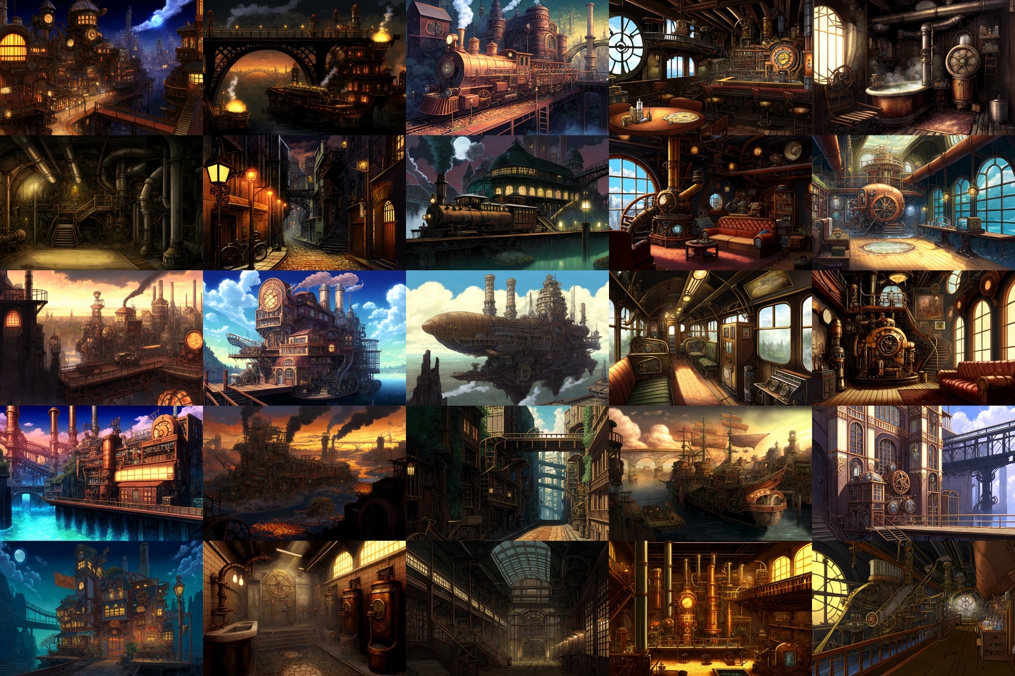 【アニメ映画スチームパンク背景】著作権フリーの高解像度画像(100枚)