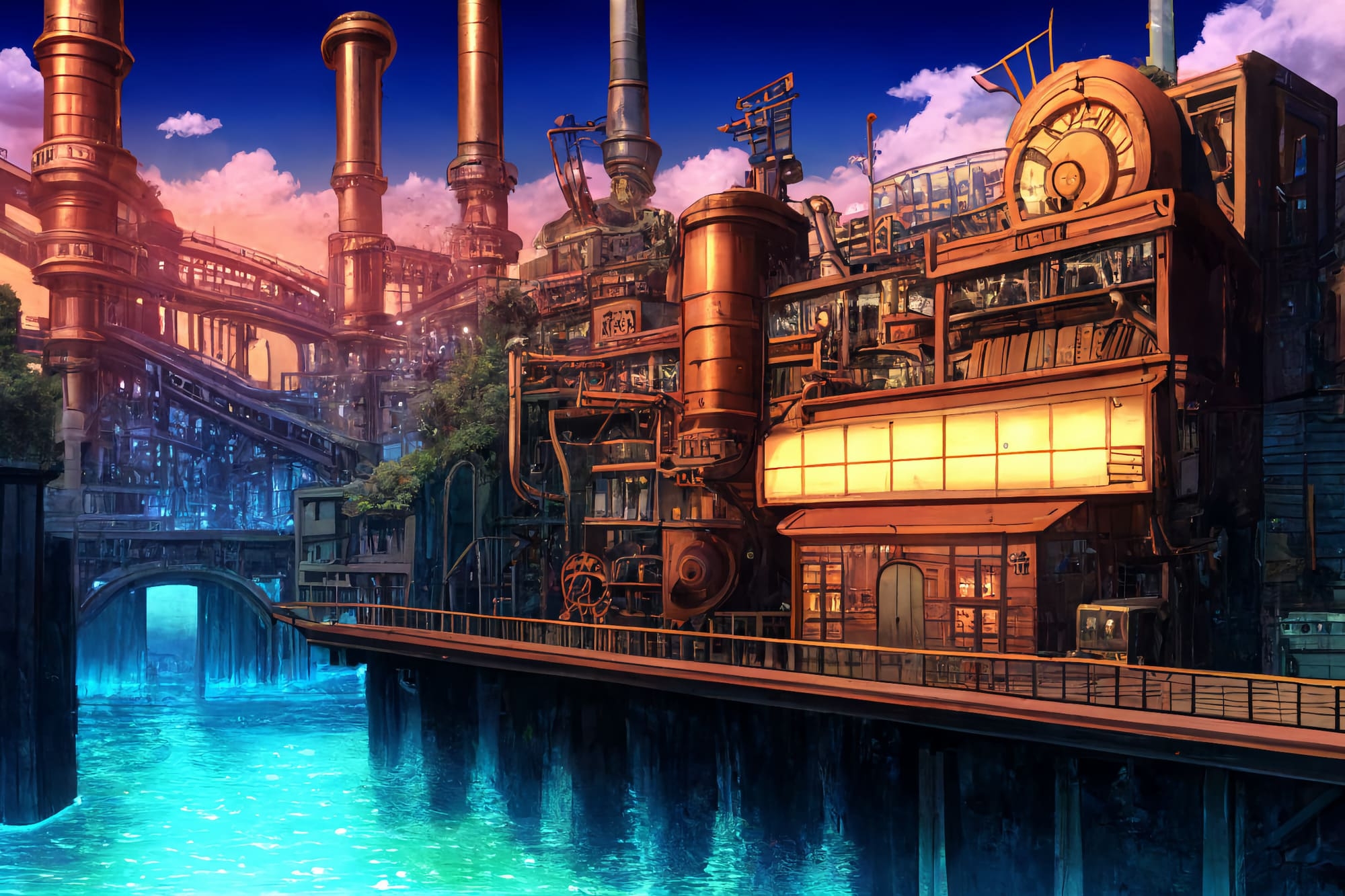 【アニメ映画スチームパンク背景】著作権フリーの高解像度画像(100枚)