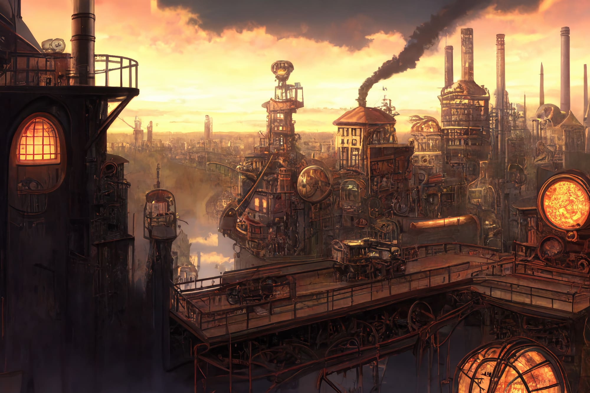 【アニメ映画スチームパンク背景】著作権フリーの高解像度画像(100枚)