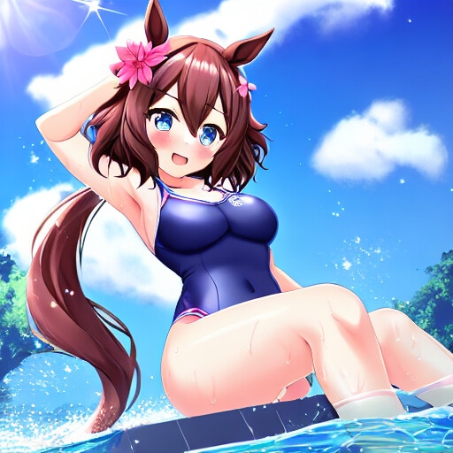 ウマ耳の娘 スクール水着編 その1