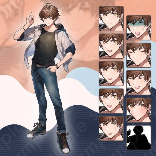 【立ち絵素材6人セット】私服・10代〜20代・大学生・男性・女性・全身表情10種+α