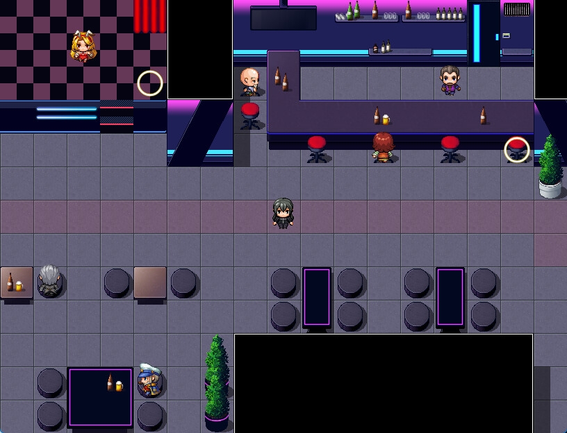 RPGツクールMV・MZ用 マップチップ/タイルセット 『ナイトクラブ・SF・サイバーパンク・秘密基地・闇カジノ』