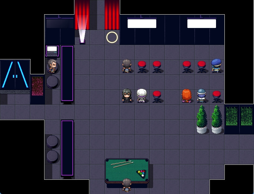 RPGツクールMV・MZ用 マップチップ/タイルセット 『ナイトクラブ・SF・サイバーパンク・秘密基地・闇カジノ』