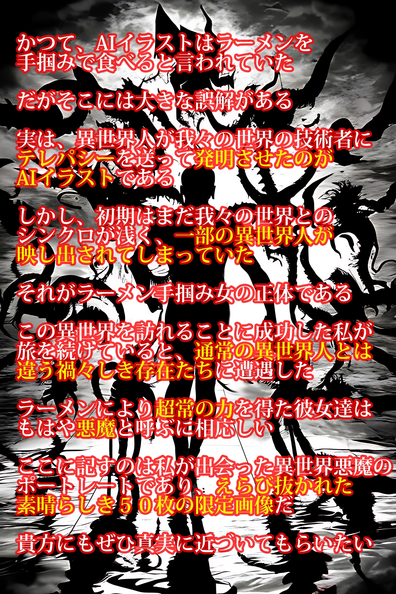 【ハルマゲドン】今明かされるAIイラストの真実2!「ラーメン手掴み女の子」はAIのミスではなく実は異世界の悪魔だったんだが?